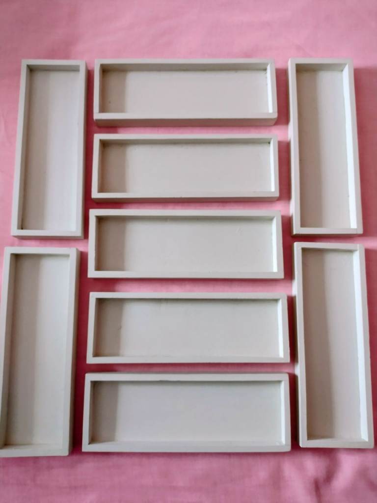 9 Small Wooden Shallow Trays/Drawer Dividers all as new. See the photos/details!