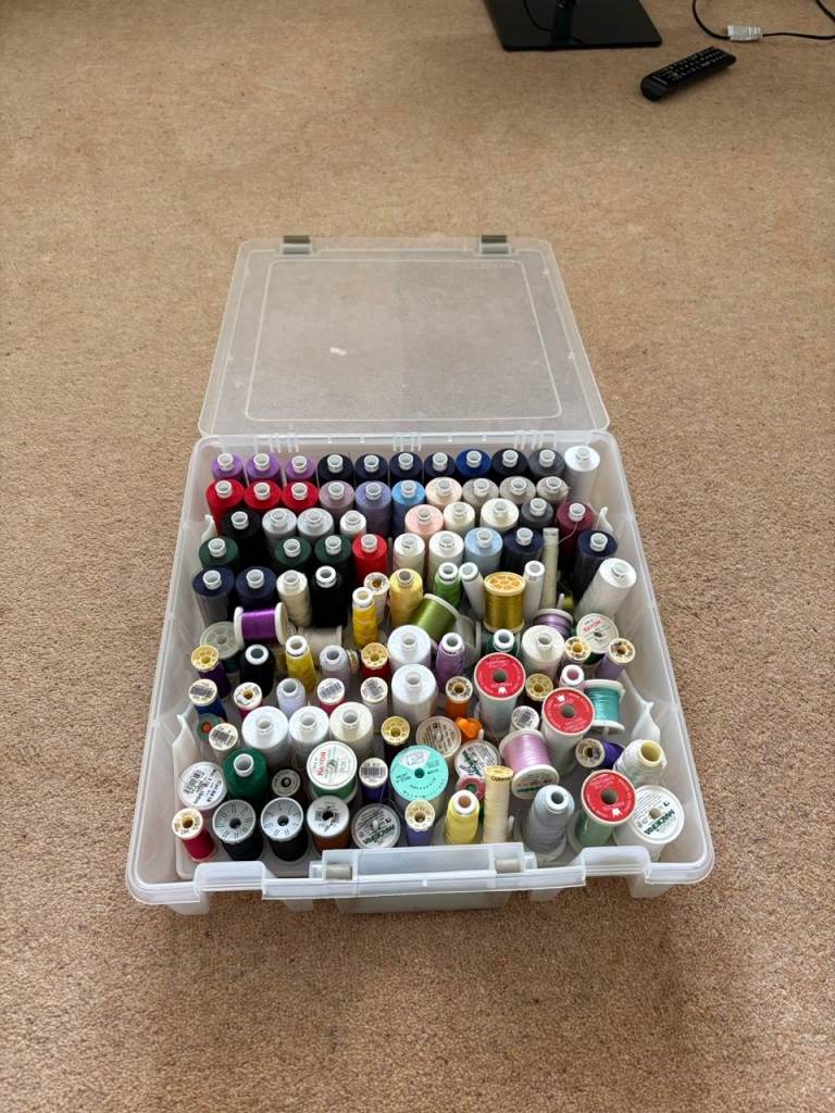 Large Box of Sewing Threads and Bobbins – Good Condition