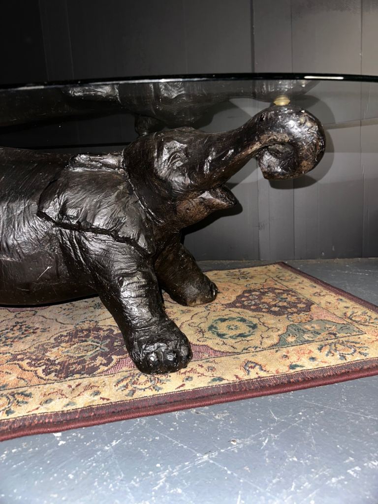 Lovely Unique Elephant Glass Topped Coffee Table. Quirky bar or living room