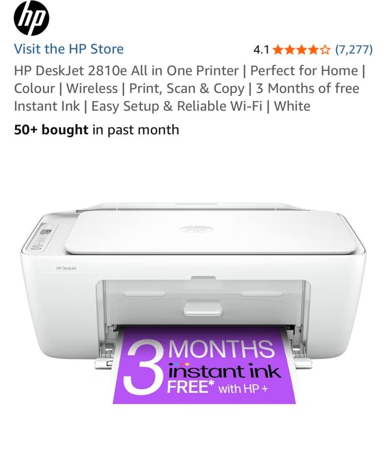 FREE- HP DeskJet 2810e All in One Printer