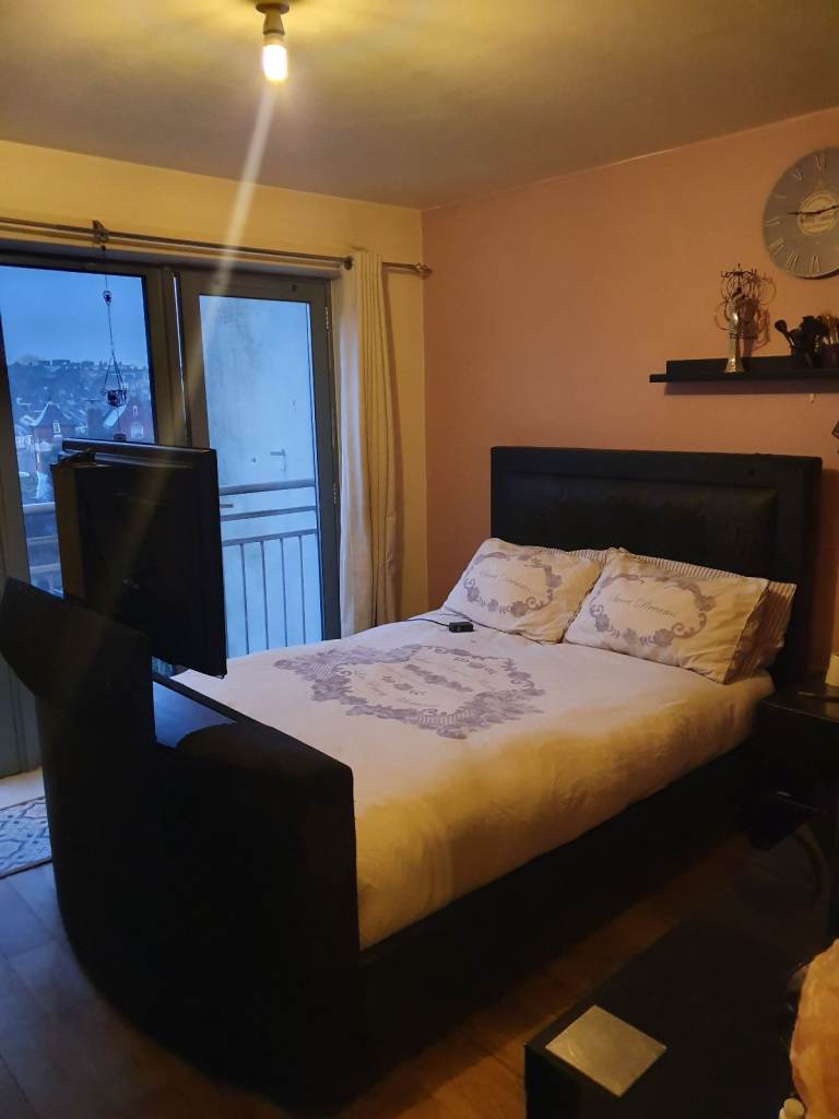 Furniture Village Double TV Bed Frame with Mattress 