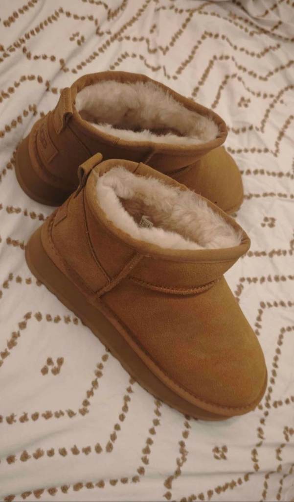 Suede Camel Faux Shearling Ankle Boots