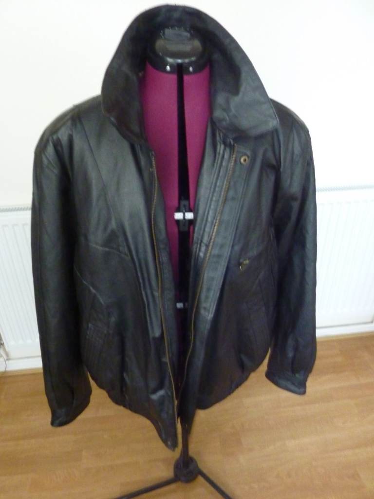 Black leather bomber style jacket size XXL