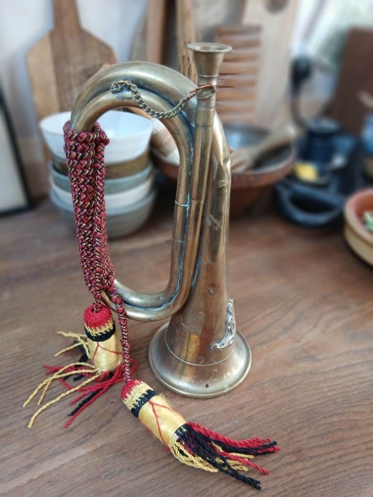 Vintage Brass Bugle with Badge