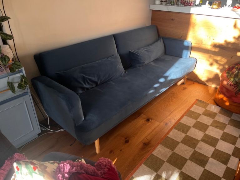 image for Habitat Blue suede sofa (sofa bed)