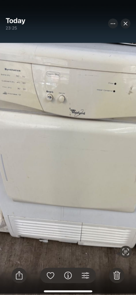 whirlpool tumble dryer condenser/ can arrange drop off