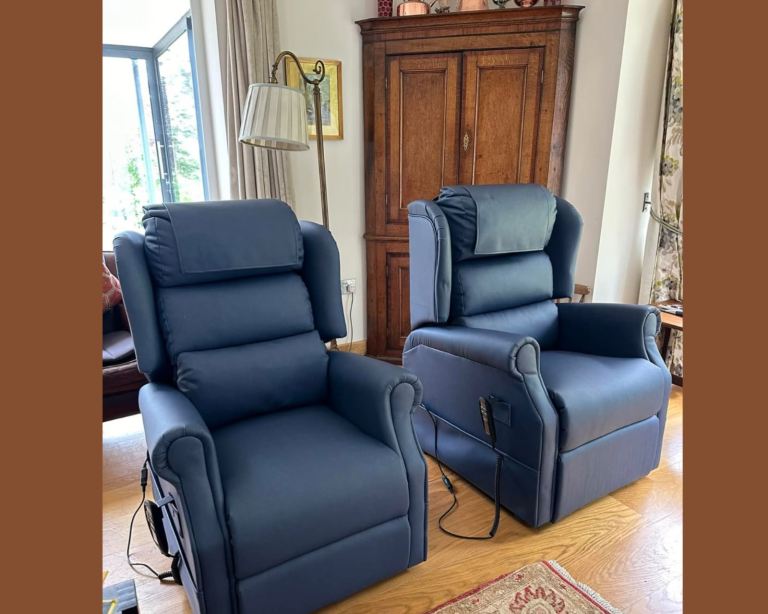 Dual Motor CosiChair Rise & Recliner Blue Faux Leather