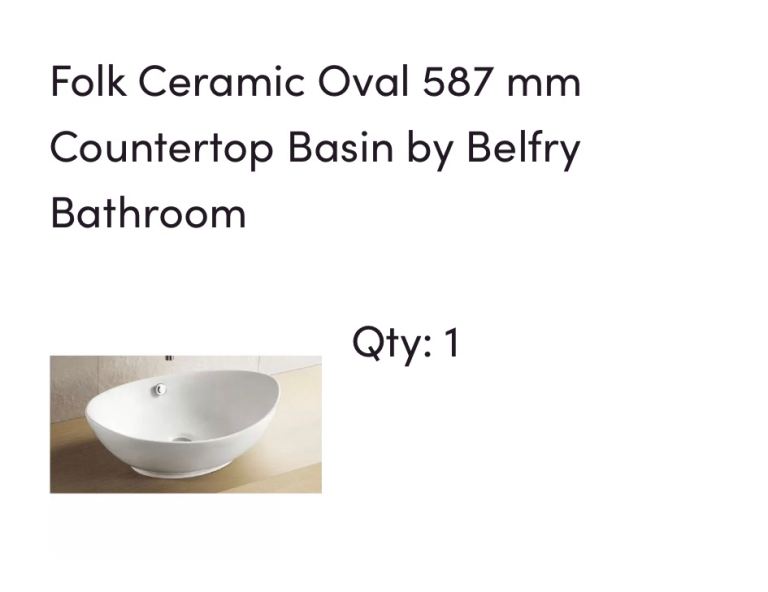 Belfry Bathroom Ceramic Oval Countertop Basin/sink - New
