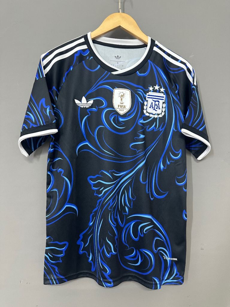 Adidas Argentina Football Shirt - Black with Blue Pattern