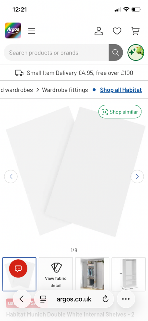 Habitat Munich Double White Internal Shelves - 2 Pack