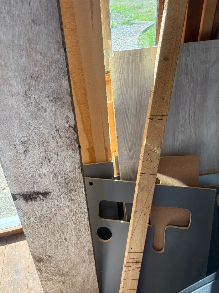 Various left overs from a refurb. Worktops, MDF, WOOD, SHELVES. 