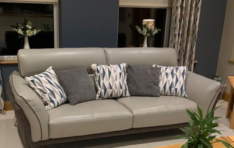 Grey Leather Sofa – excellent Condition