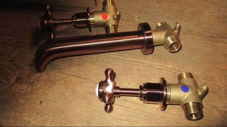 Milano Elizabeth Traditional Wall Mounted Basin Mixer Tap Brushed Copper