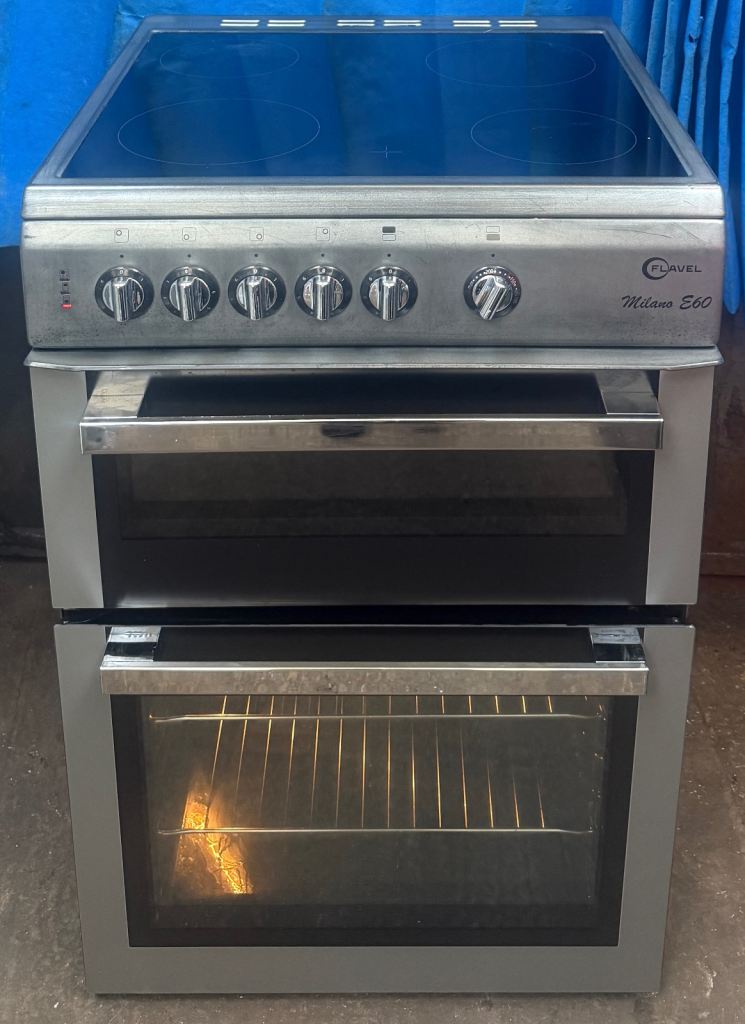 Flavel ML61CDS 60cm Double Oven Electric Ceramic Cooker - silver 
