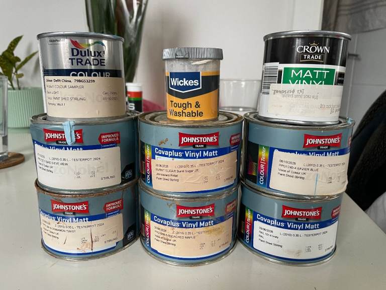 Job Lot of Quality Paint Tester Pots / Samples – Mostly Full – £30