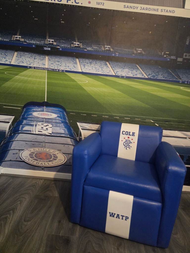Kids Rangers FC Armchair - Blue and White, Good Condition