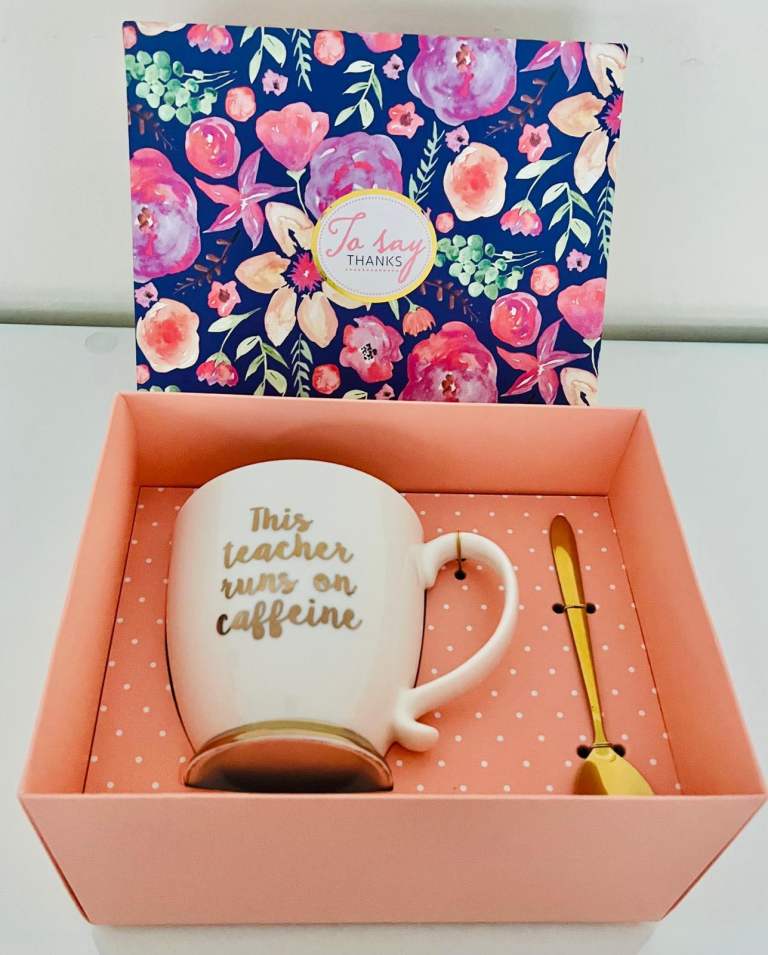 Teacher Gift: New Large Teacher Coffee Mug and Gold Spoon ☕️ 
