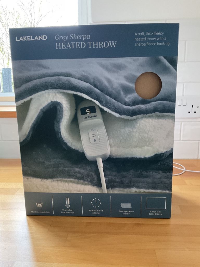 Lakeland Heated Grey Fleecy Throw - Unused