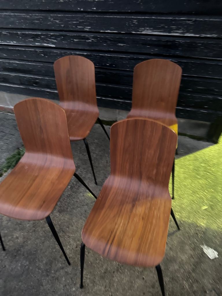 Vintage retro mid century modern MCM stacking kitchen dining chairs x 2 4