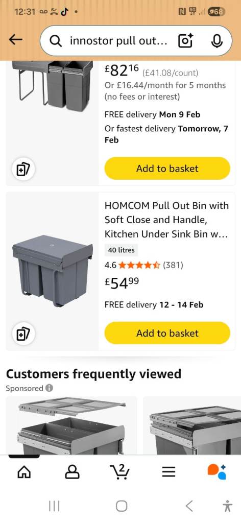 Cupboard slide out eco bins