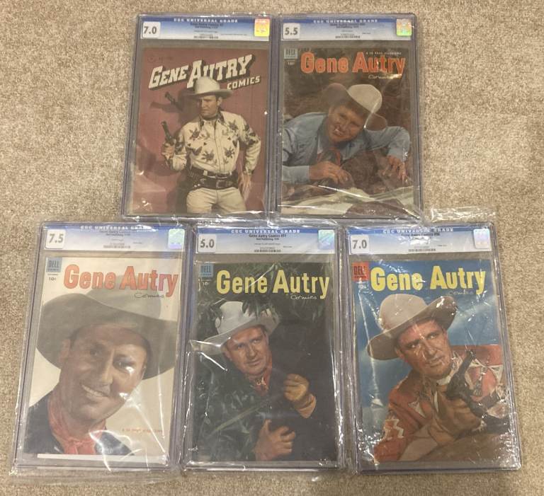 Gene Autry Comics x5 #7 7.0, #80 5.5 FN-, #81 7.5, #91 5.0, #96 7.0 – CGC Golden Age