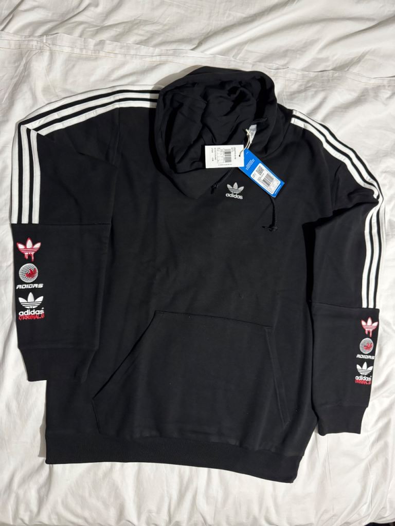adidas Sportswear Originals Sticker Hoodie Men Women Pullover Cardigan Size-L