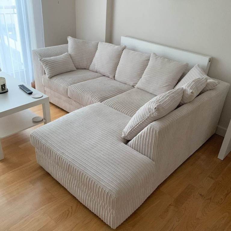 Lovely Cream Cord Corner Sofa 