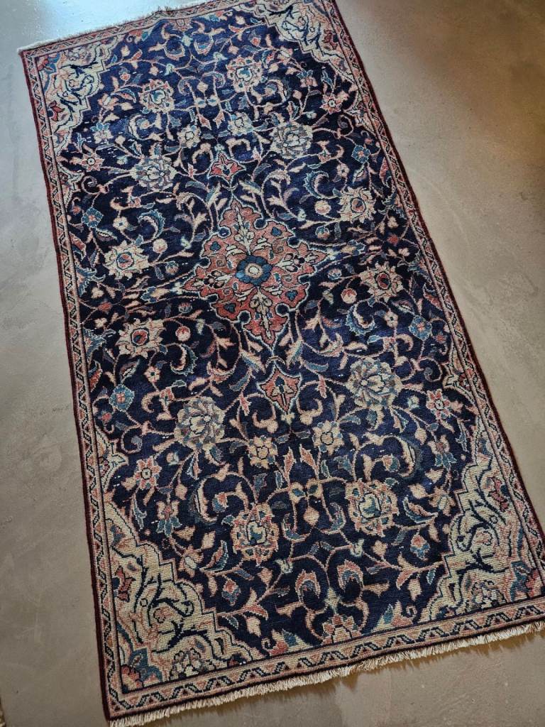 Mid Century Vintage Persian runner rug 195x103cm Handwoven 1950s Prof Cleaned