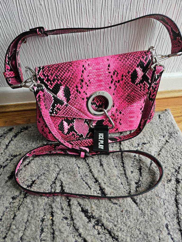 Ice play snakeskin pink handbag shoulder bag