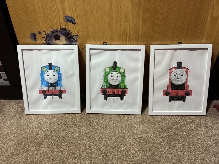 3 x Framed Thomas The Tank Engine Prints 