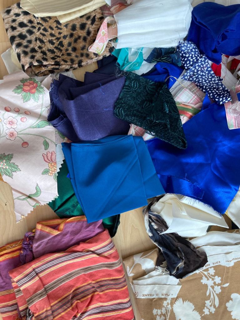 Bag of scrap dress/curtain fabric.