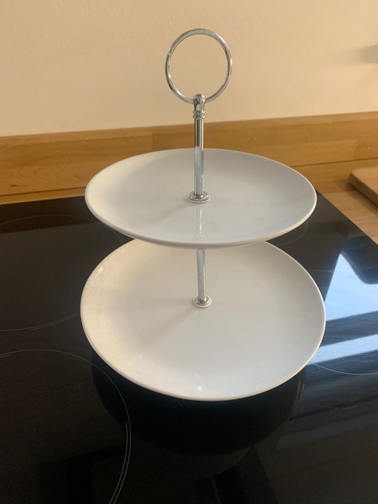 2 Tier White Cake Stand