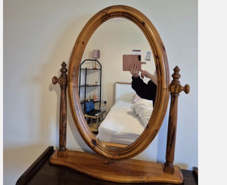 vintage wooden oval swing mirror