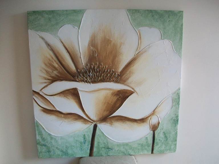 Chinese Canvas Art Floral Canvas Wall Art Picture Print  Pre Owned 31.5 Ins Square