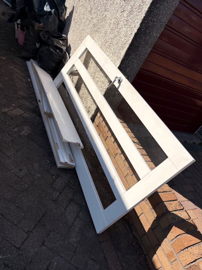 Free White Internal Wooden Door with Glass Panels – Good Condition *FREE
