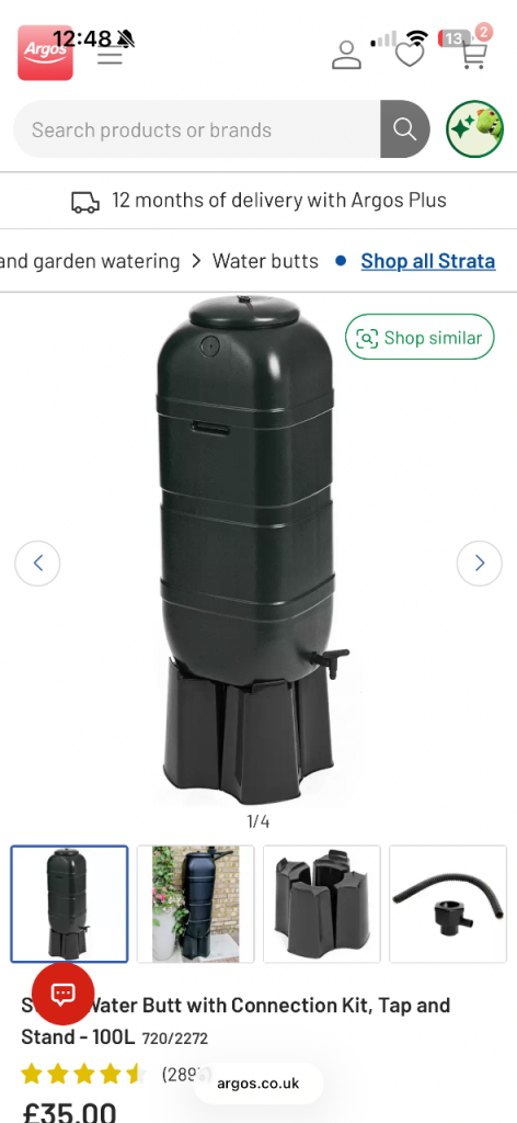 Free! Water Butt & Stand (no connecter pipe) 