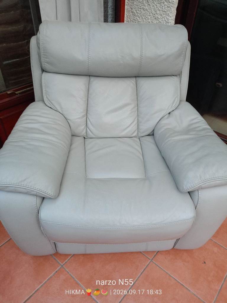 Grey Leather Armchair – Good Condition