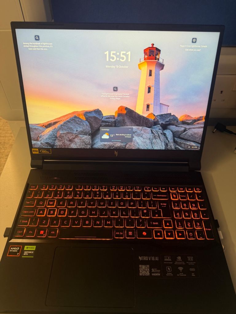 Acer Nitro V16 AI RTX 5070 Gaming Laptop – Black, As Good As New