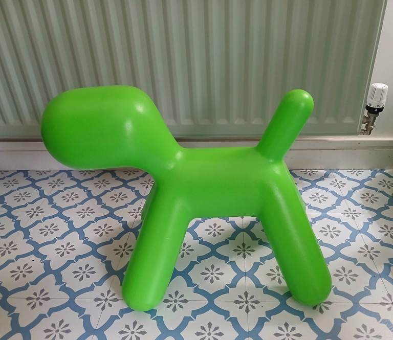 Green plastic puppy dog Scandi me too