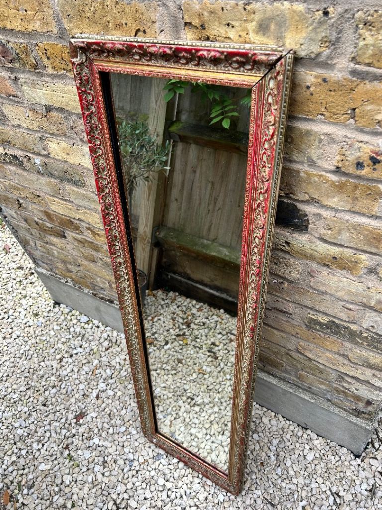 Vintage Style Ornate Gold & Red Baroque Wall Mirror