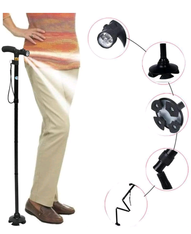 Folding Walking Cane with Adjustable LED Lights 