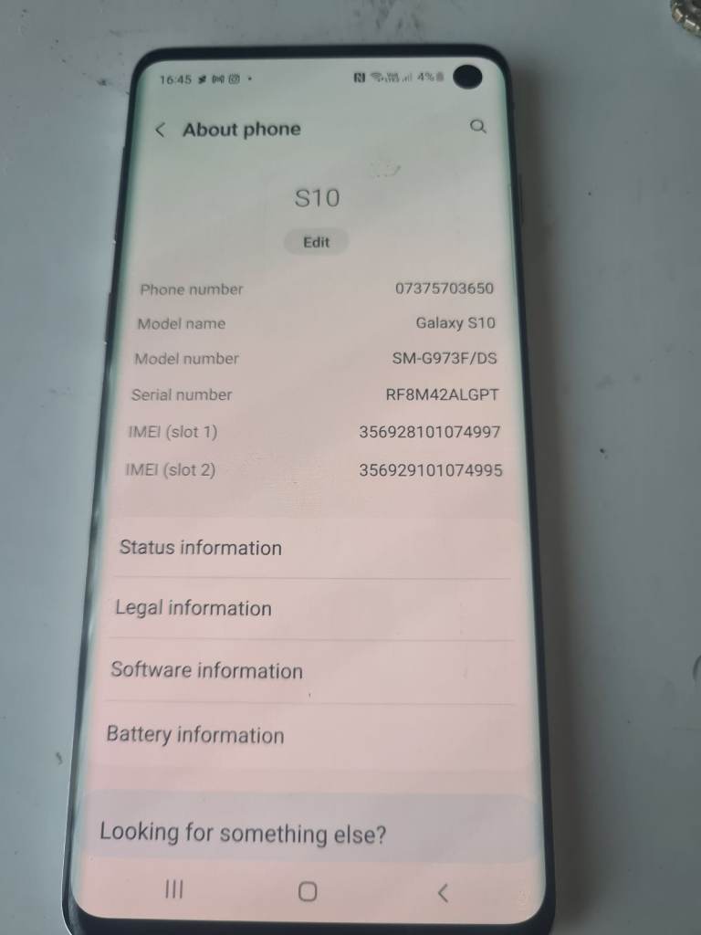 Samsung Galaxy S10 – White, excellent Condition