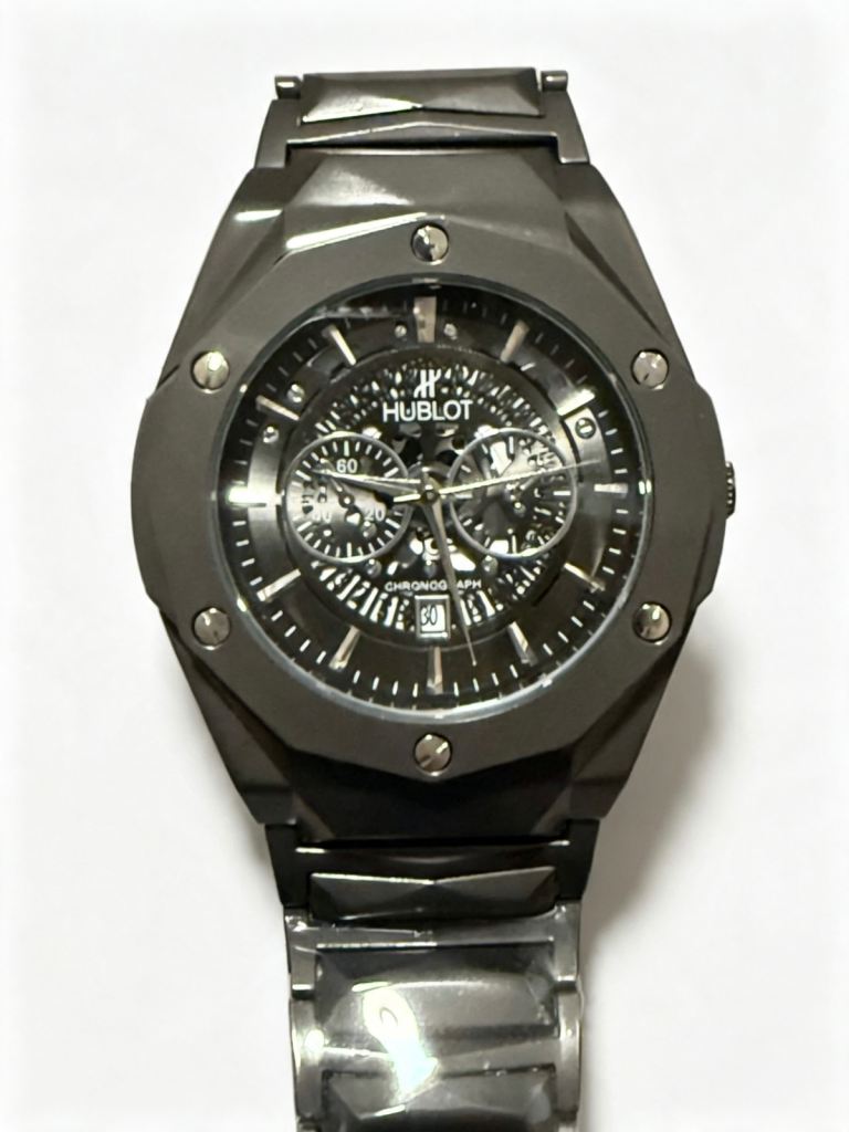 Hublot Inspired Black Chronograph Watch – Good Condition
