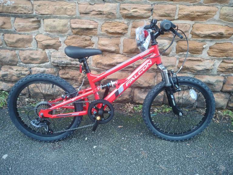 Brand New Falcon Cobalt Bike 20" Kids Full Suspension Mountain - Red - RRP £229