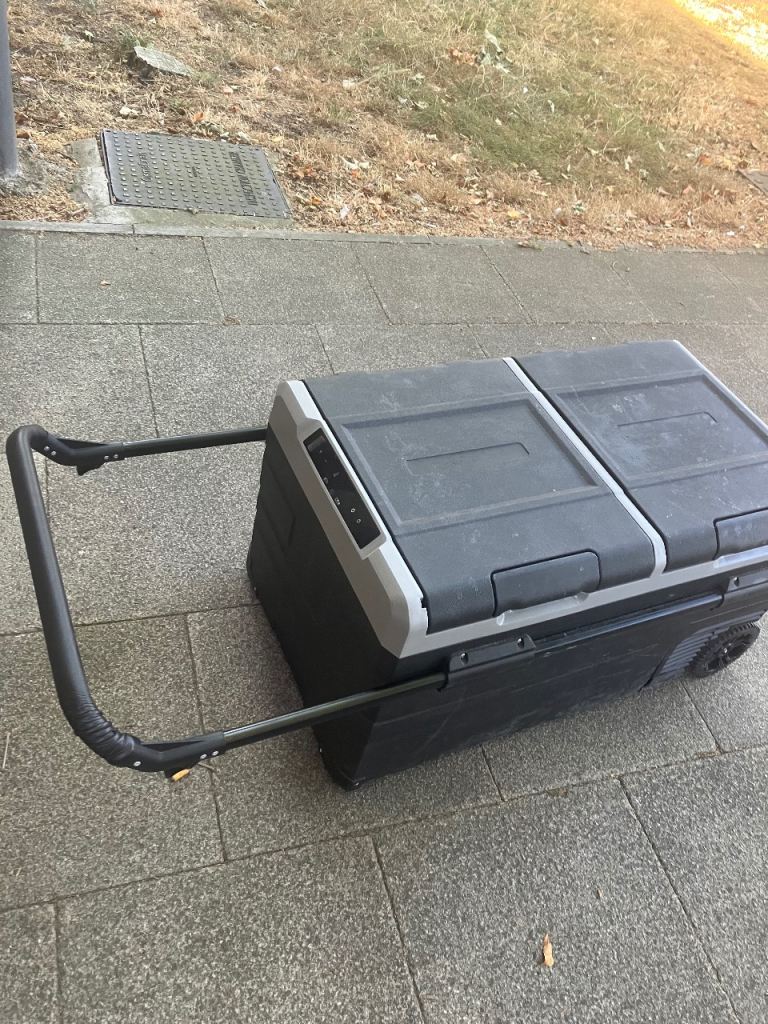 Portable Grey Dual Zone Car Fridge Freezer with Wheels