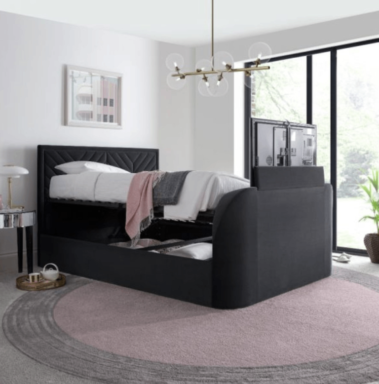 Super king ottoman TV bed 