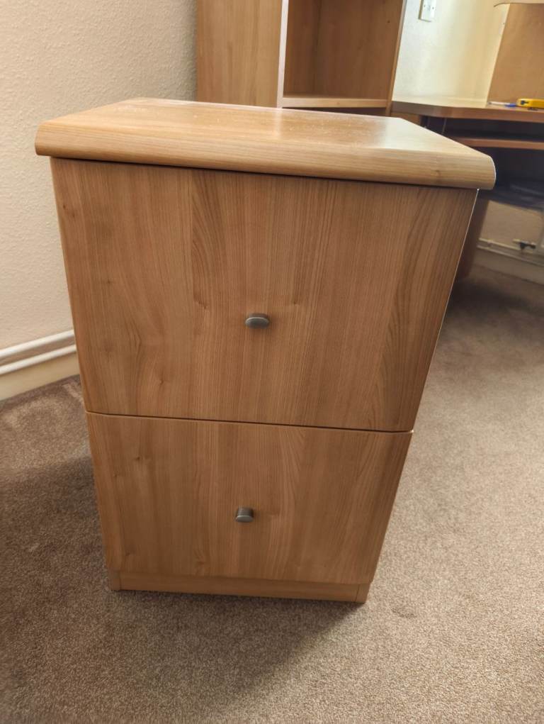 Wooden Filing Cabinet with Two Drawers – Good Condition