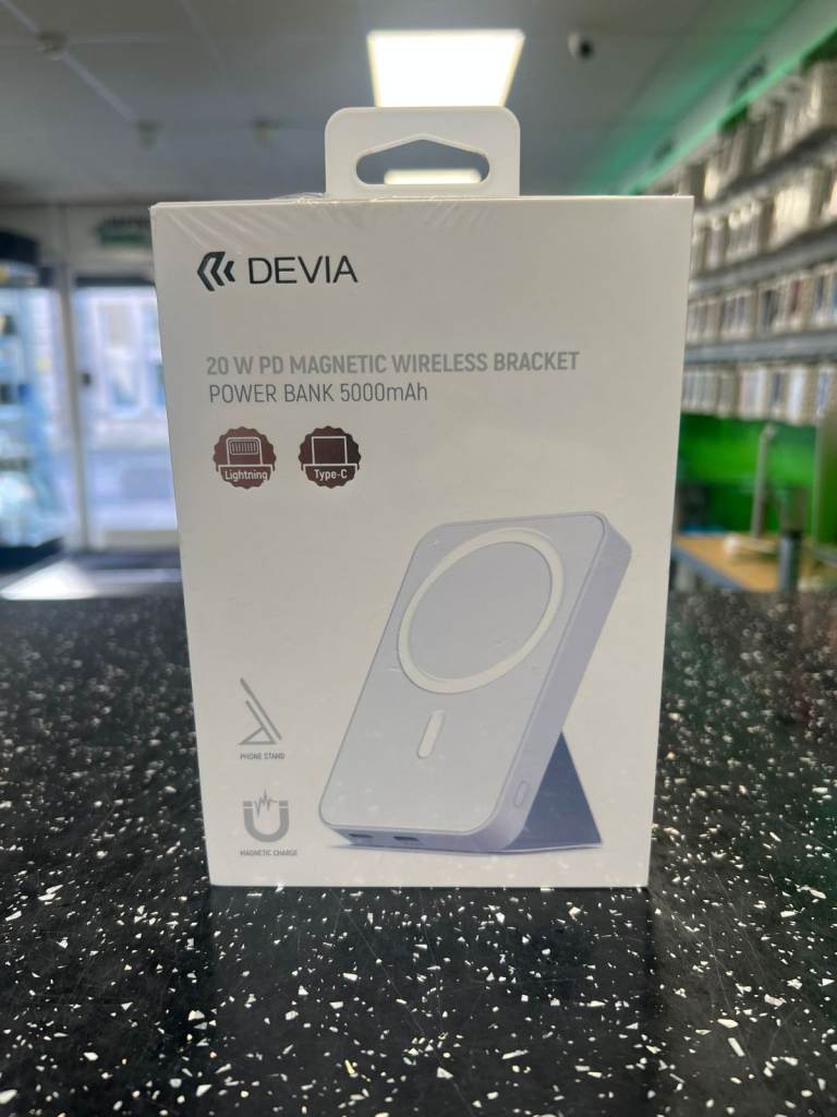 Devia 20W Magnetic Wireless Bracket Power Bank - White - Brand New
