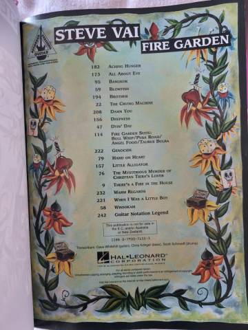 Steve Vai Fire Garden Guitar Tablature Book - Hal Leonard | in