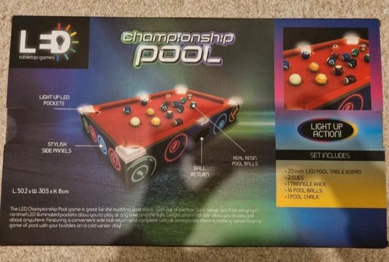 NEW Pool snooker table championship light up table top family game kids